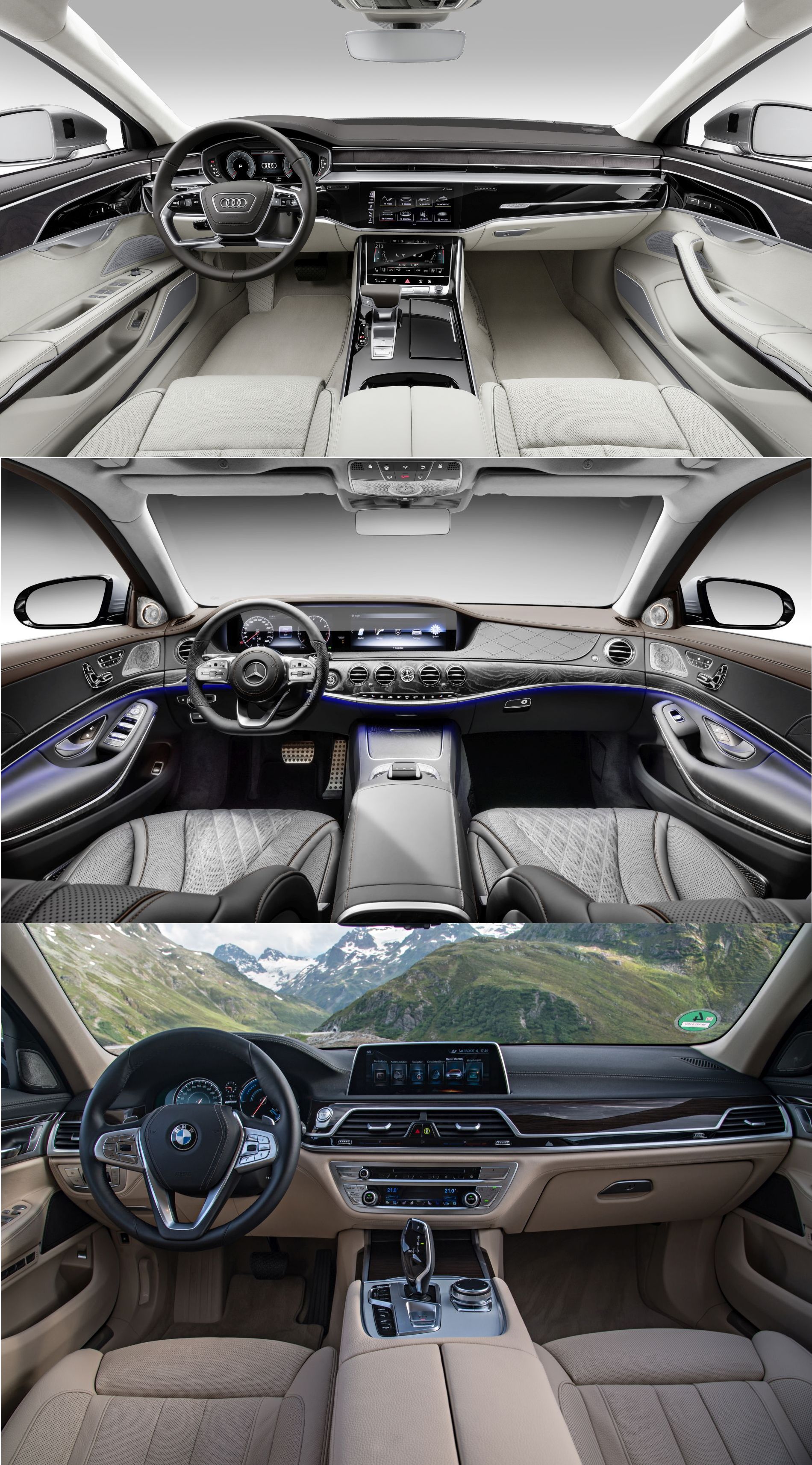 Cockpits Audi A8, Mercedes S-Klasse, BMW 7